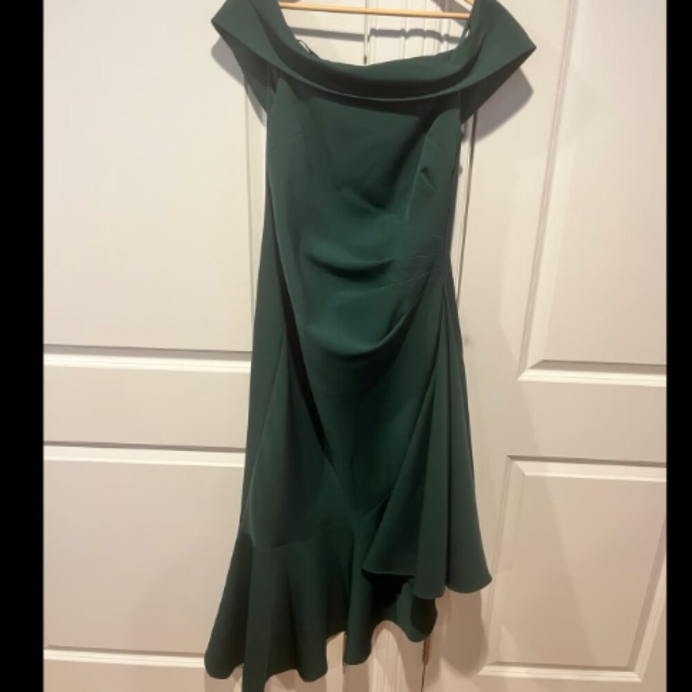 Eliza J - Asymmetric Ruffle Hem Cocktail Dress (Emerald)